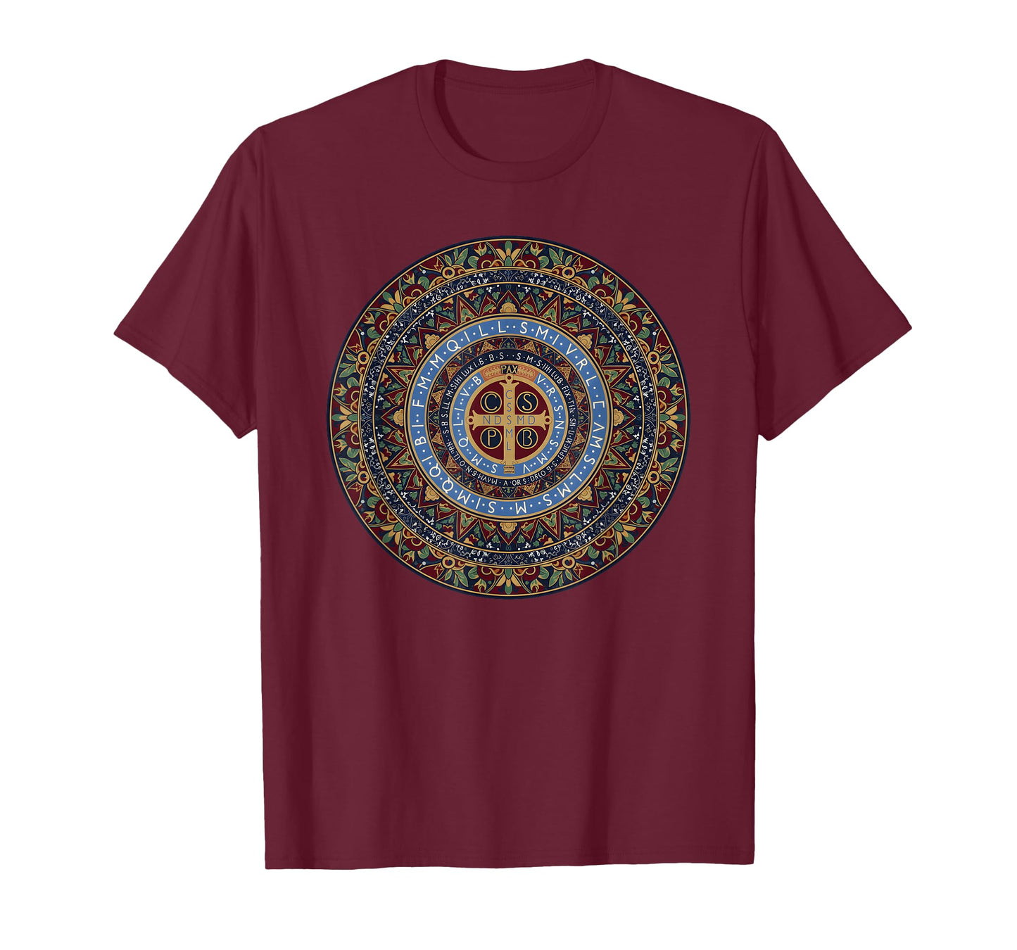 Ornamental Saint Benedict Medal Sacred Mandala Circle T-Shirt