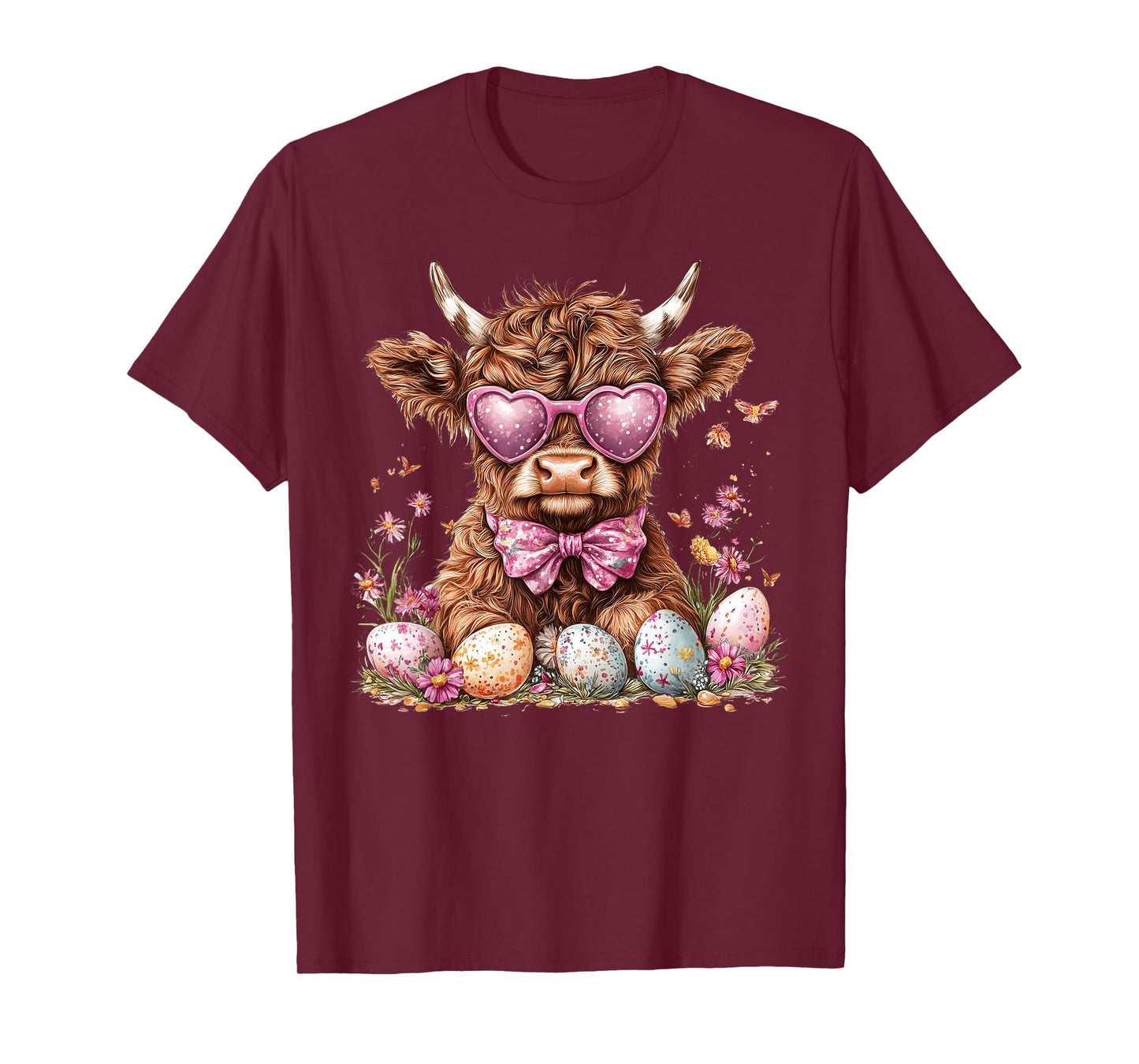 Funny Scottish Highland Cow Easter Eggs Farmers Easter Day T-Shirt