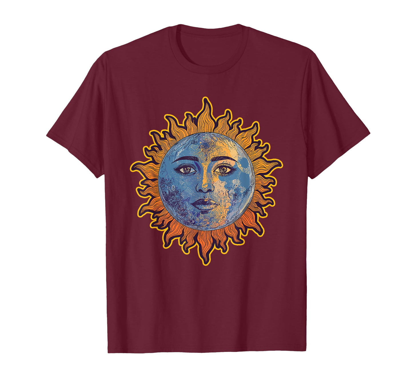 Celestial Face Mythical Golden Sun Sunshine T-Shirt