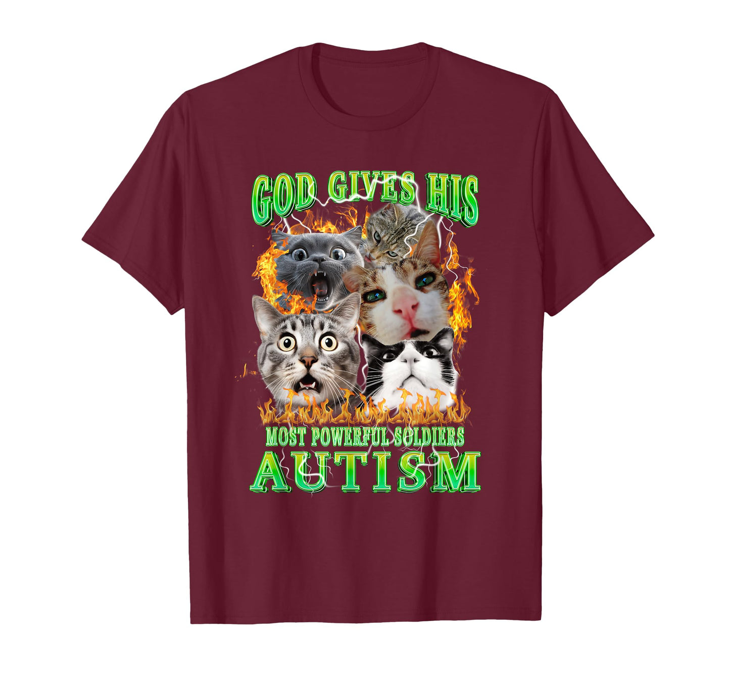God Gives His Most Powerful Autism Funny Cat Meme Bootleg T-Shirt