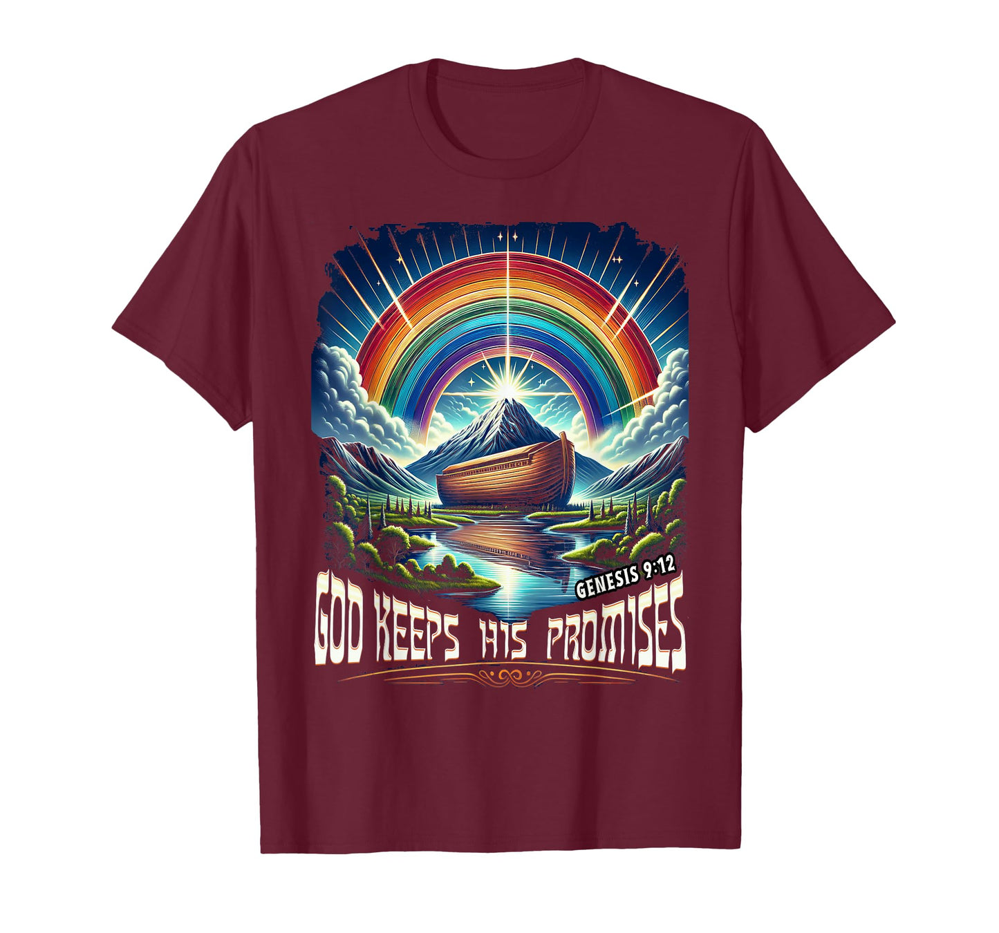 God Keeps His Promises Genesis 9:12 Bible Verse Tee T-Shirt