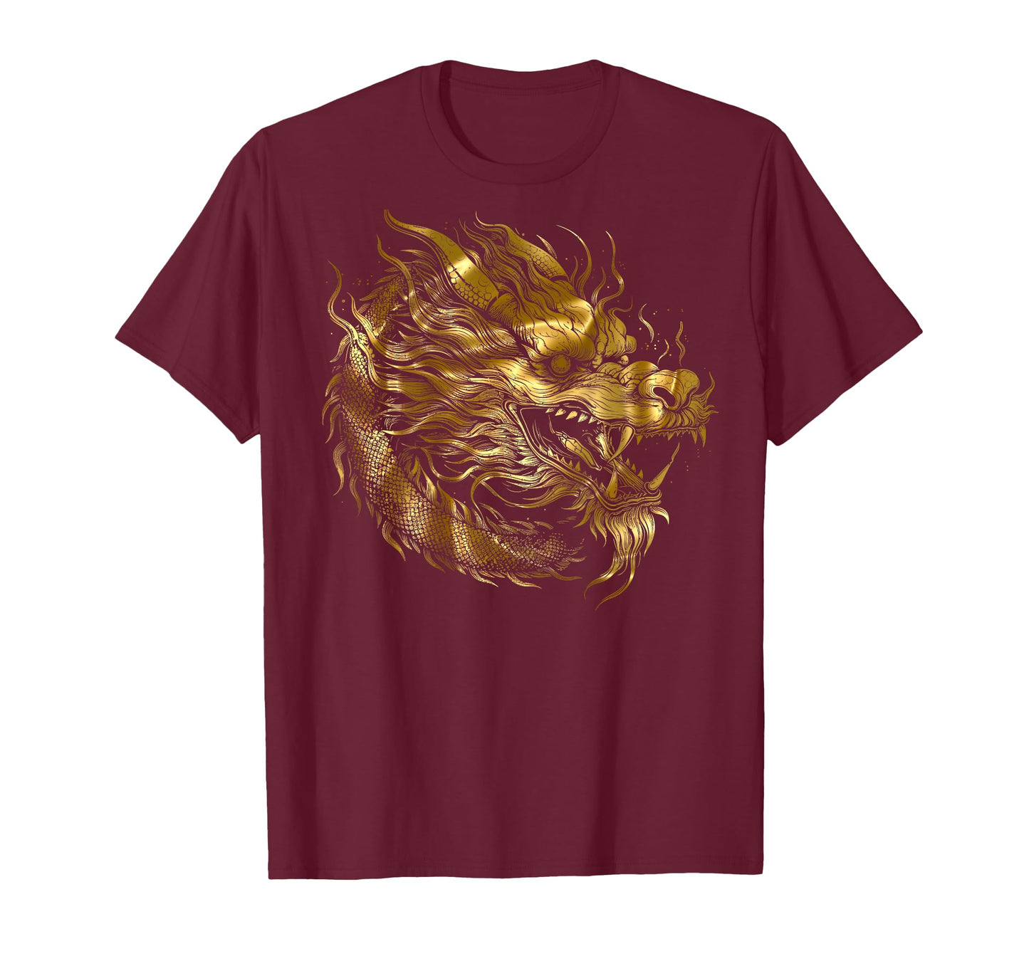 (Back Design) Dragon, Japanese Pattern, Dragon God, Golden Dragon Motif T-Shirt