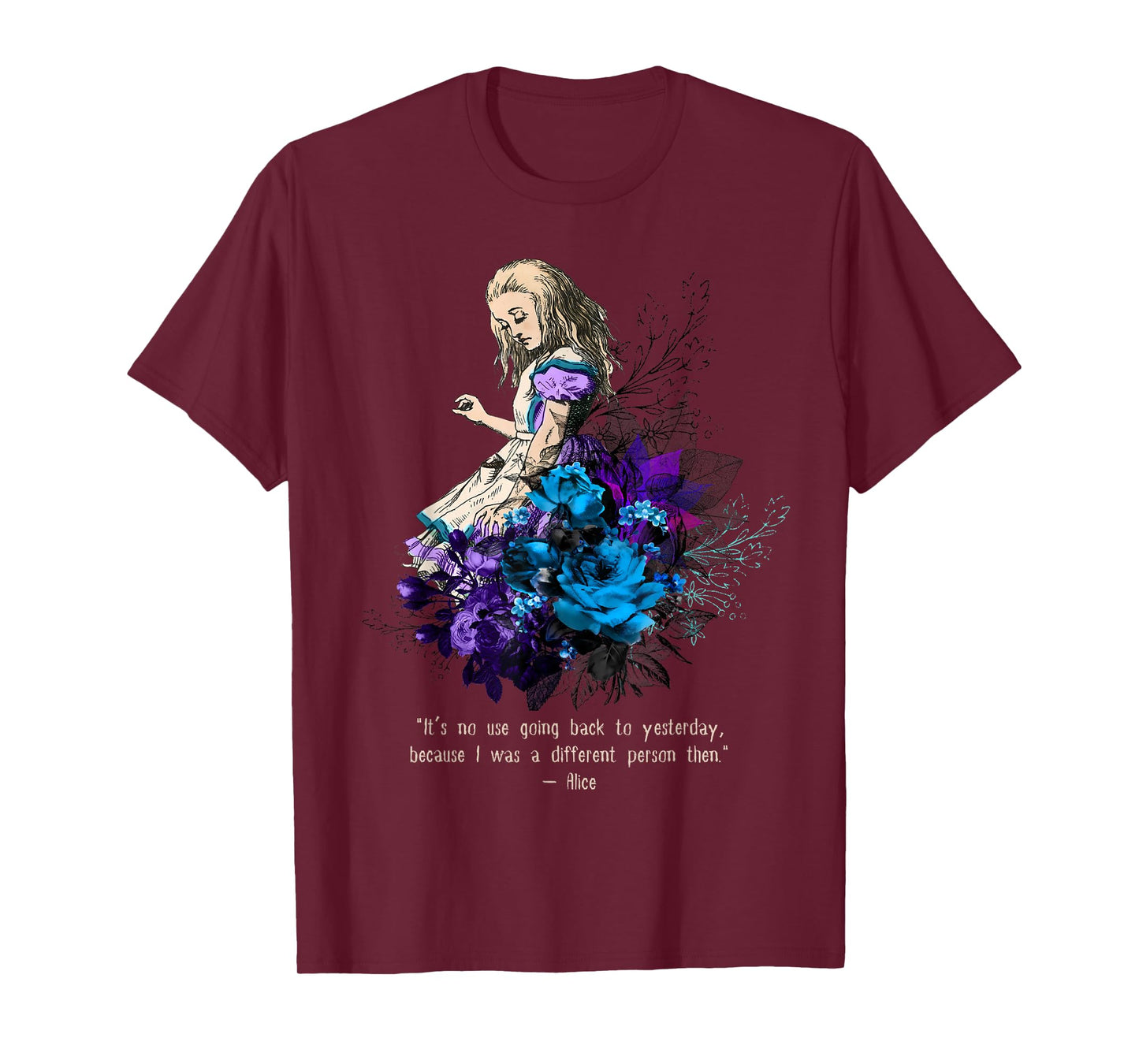 Alice adventures Wonderland Vintage Book Quote Lewis Carrol T-Shirt