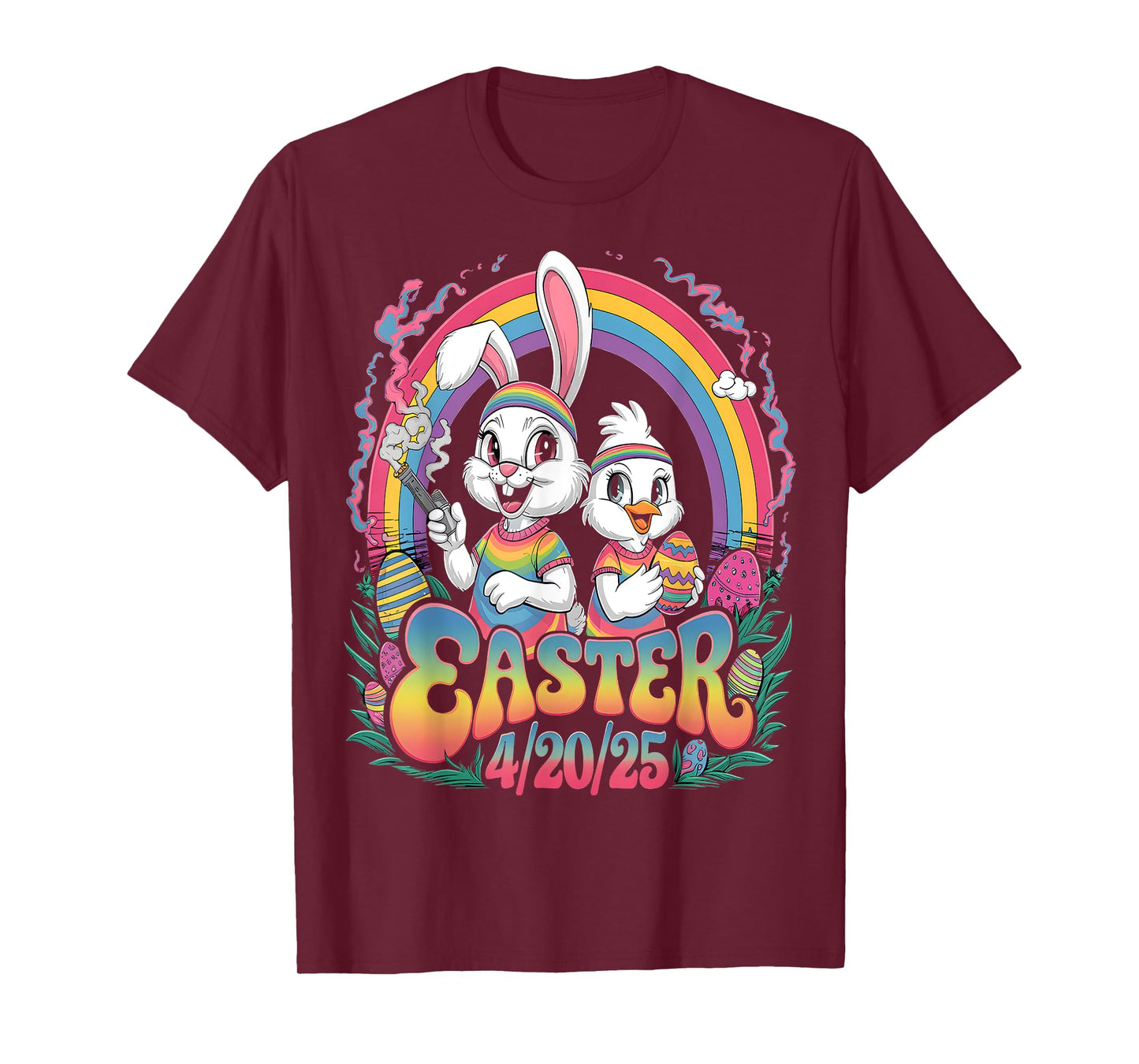 Happy 420 Easter Funny Smoking Easter Bunny Men Women T-Shirt