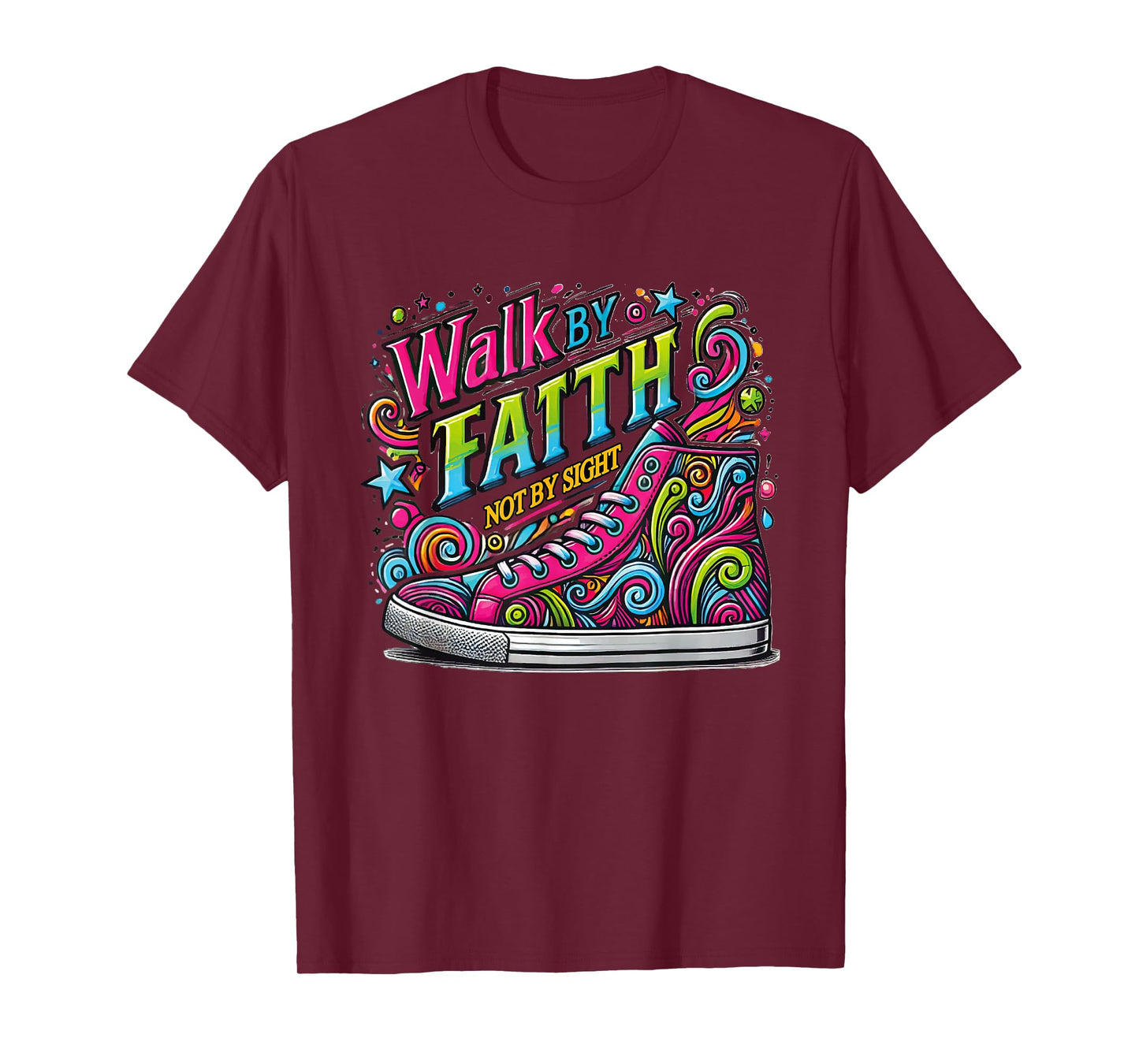 Walk by Faith Shoes Christian Jesus T-Shirt