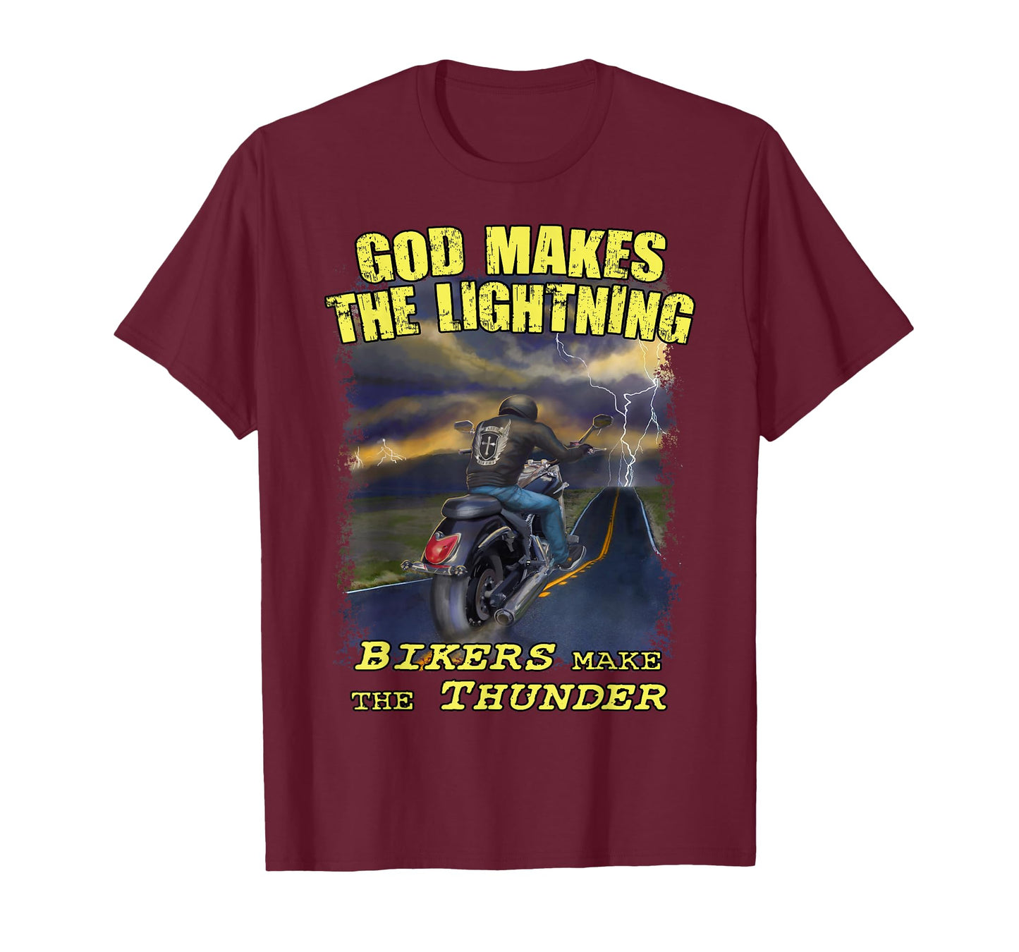 God Lightning Christian Biker Shirt Motorcycle Jesus Design T-Shirt