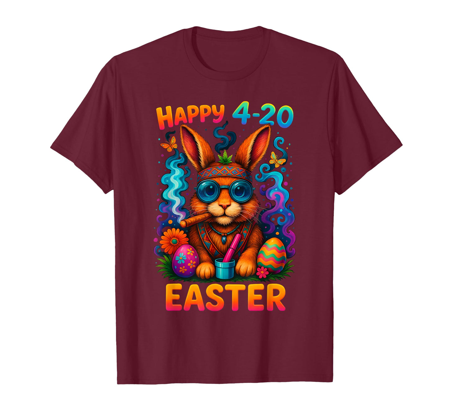 Happy 420 Easter Day Bunny Smoking Weed Marijuana Funny 420 T-Shirt