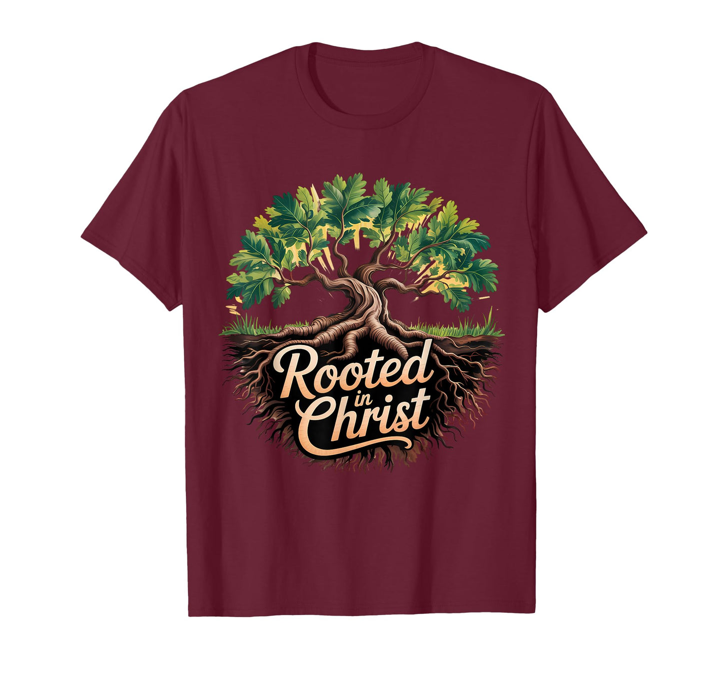 Rooted in Christ Jesus Cross Christian Faith T-Shirt