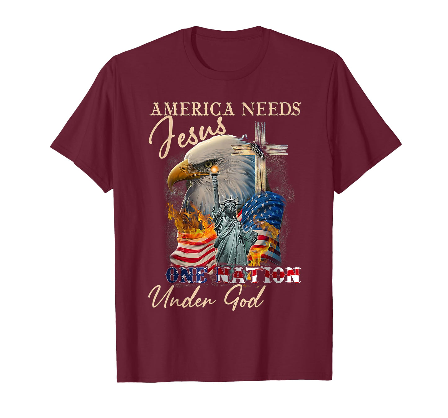 America Needs Jesus One Nation Under God Eagle Christian T-Shirt