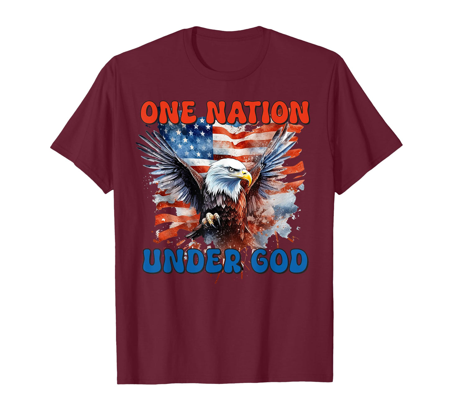 ONE NATION UNDER GOD Flag 4th Of July Patriotic Christian T-Shirt