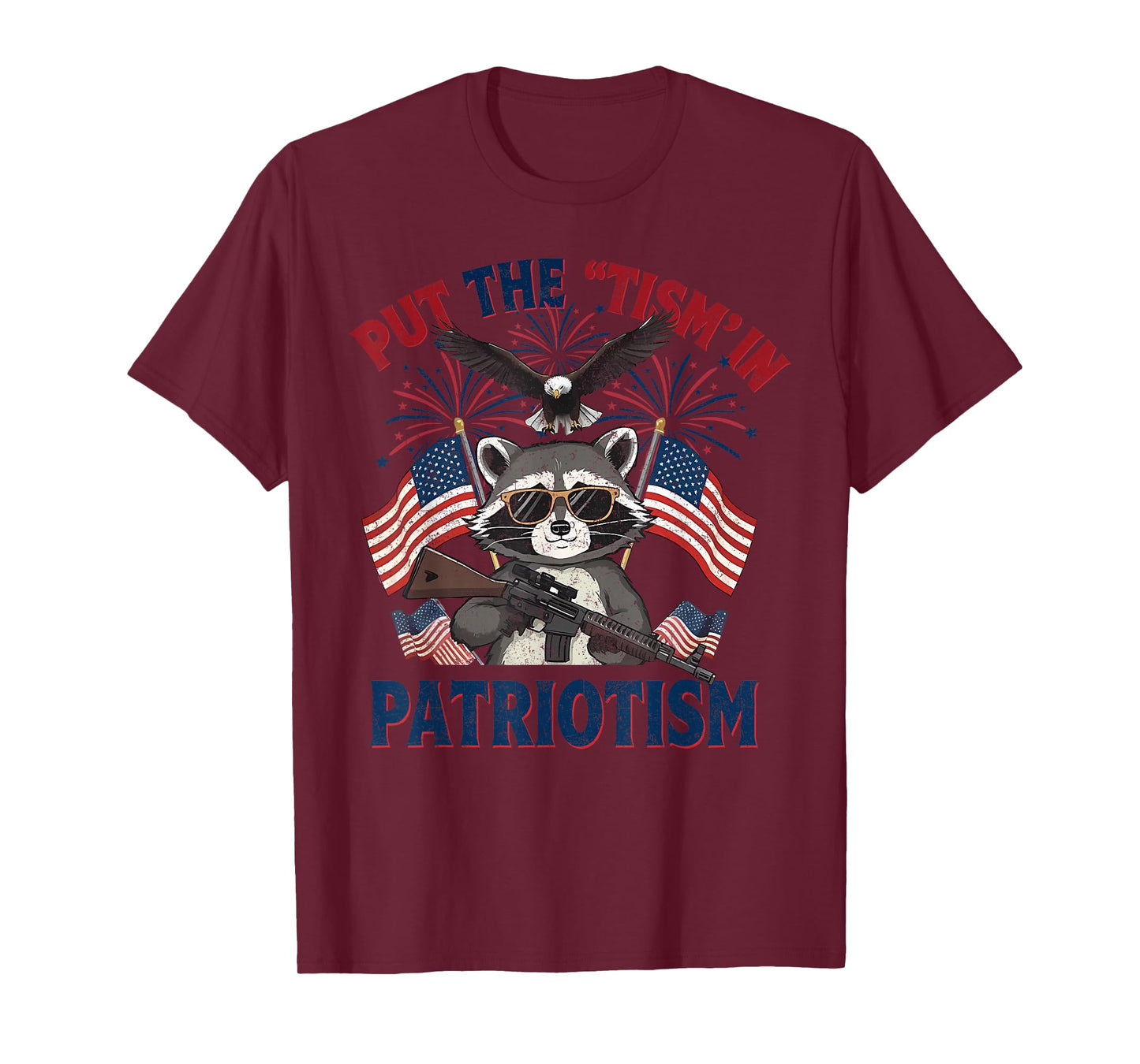 I Put The Tism in Patriotism Athletic Eagle T-Shirt