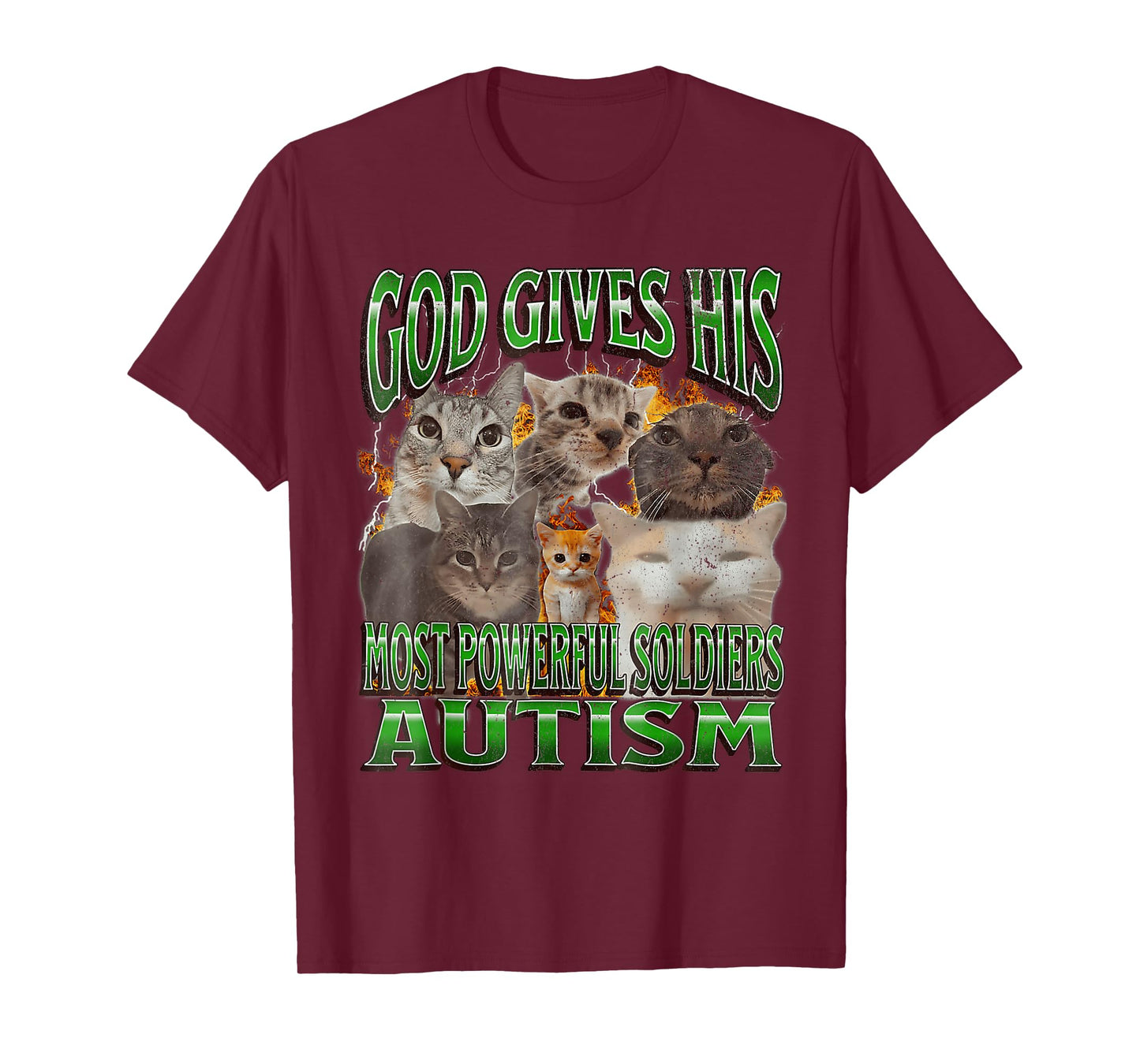 God Gives His Most Powerful Autism Funny Cat Meme Bootleg T-Shirt