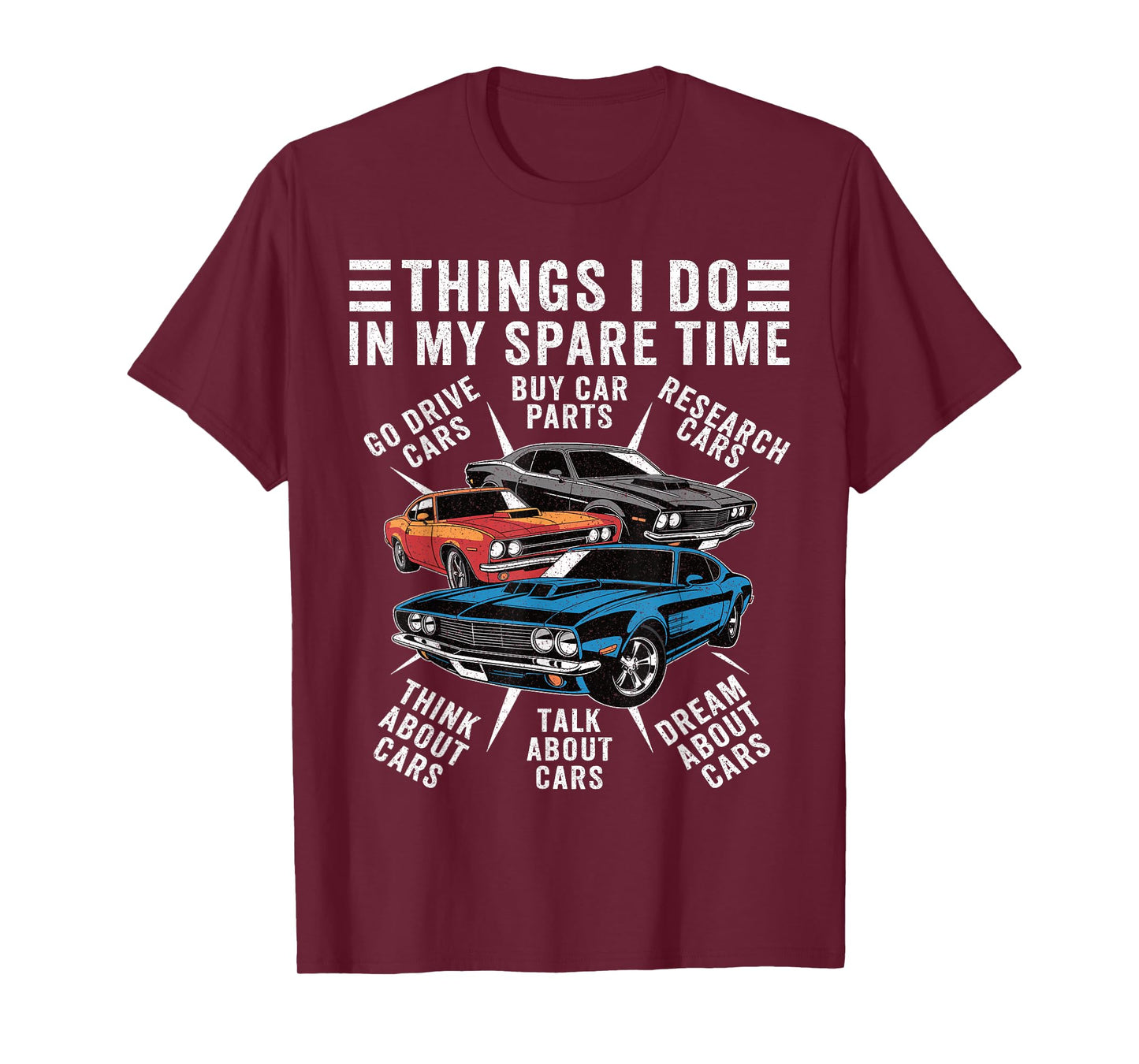 Car Enthusiast Spare Time Funny Muscle Car Graphic Men T-Shirt
