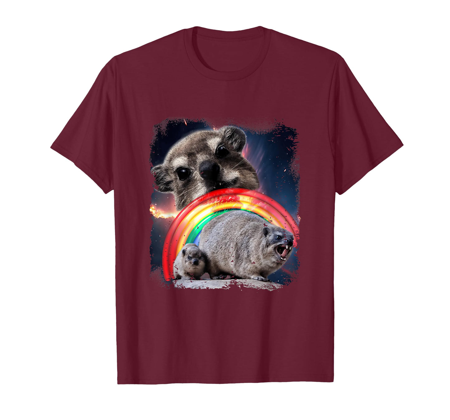 Hyrax Rainbow Ugly Funny Meme Retro Animal T-Shirt