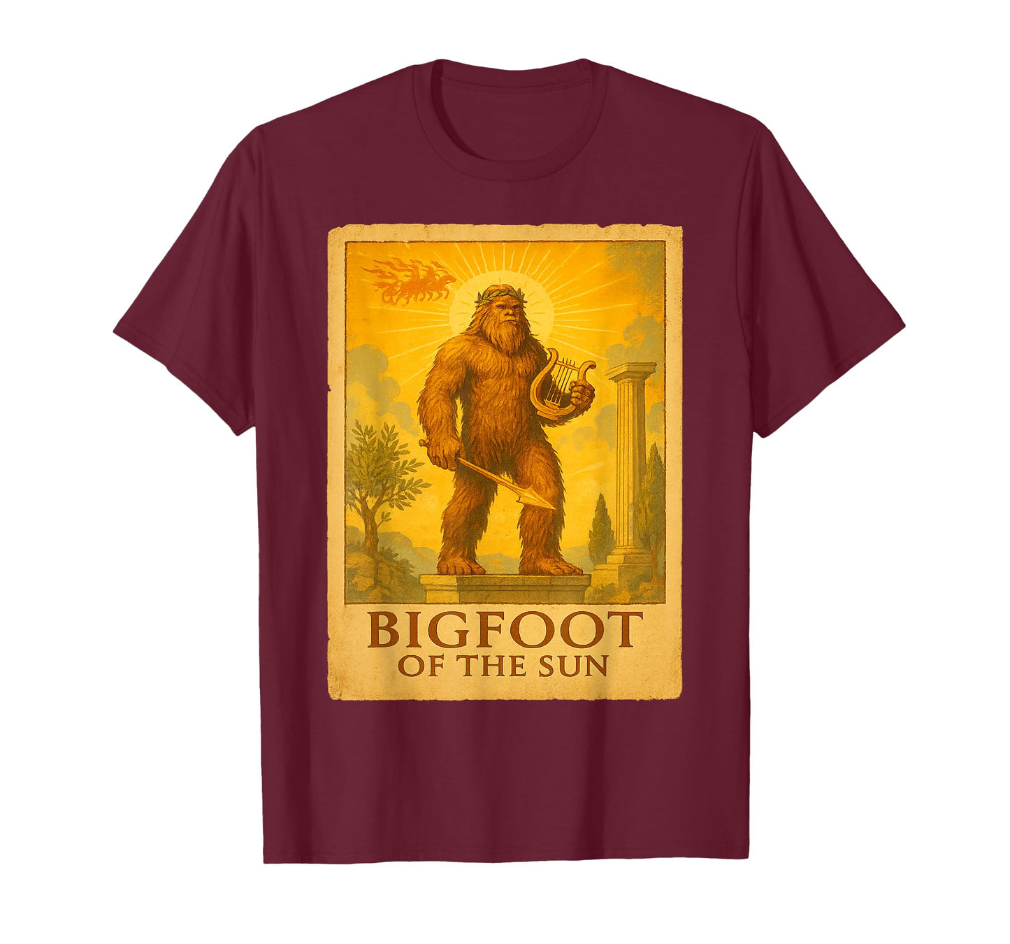 Bigfoot Greek Sun God | Vintage Mythical Sasquatch T-Shirt