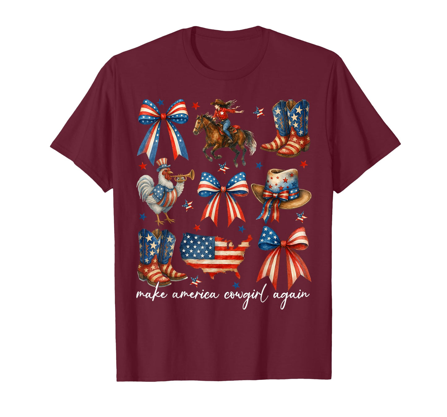 Make America Cowgirl Again 4th of July Coquette Bow Women T-Shirt