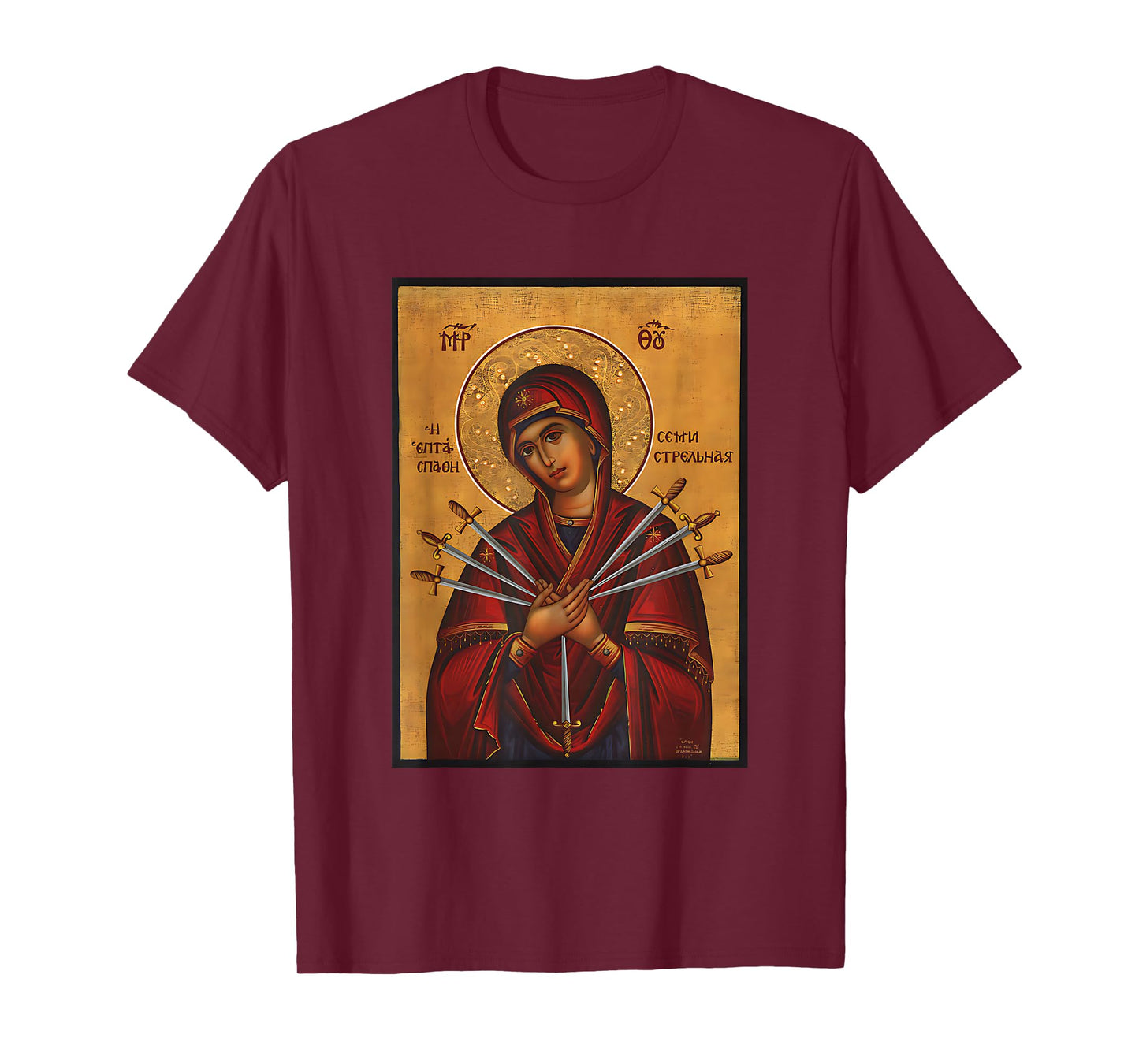 Theotokos Mother Mary Eastern Orthodox Byzantine Art Church T-Shirt