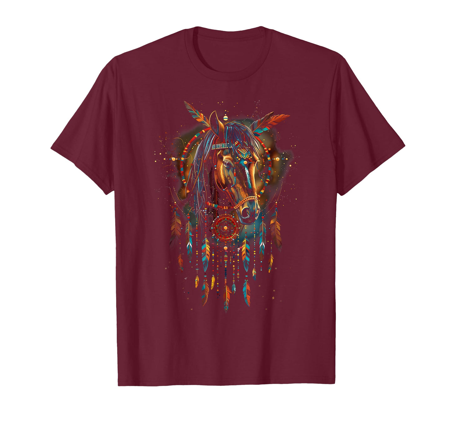 Horse Dreamcatcher Native American Indian Feathers Arts T-Shirt