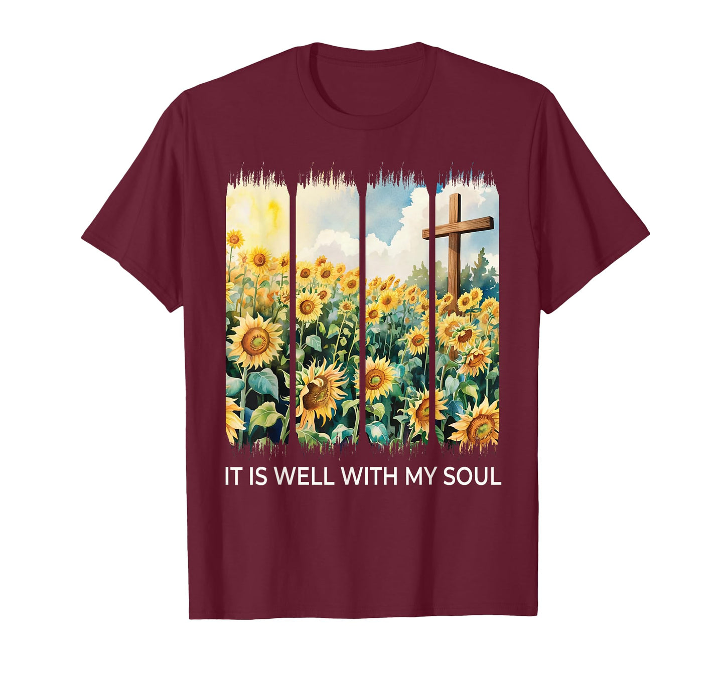 It Is Well With My Soul Christian Girl Women Sunflower Faith T-Shirt