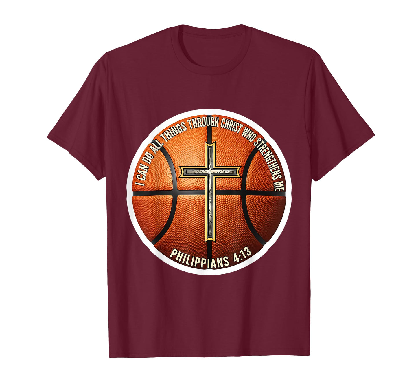 Christian Basketball Bible Verse Quote Philippians 4:13 T-Shirt