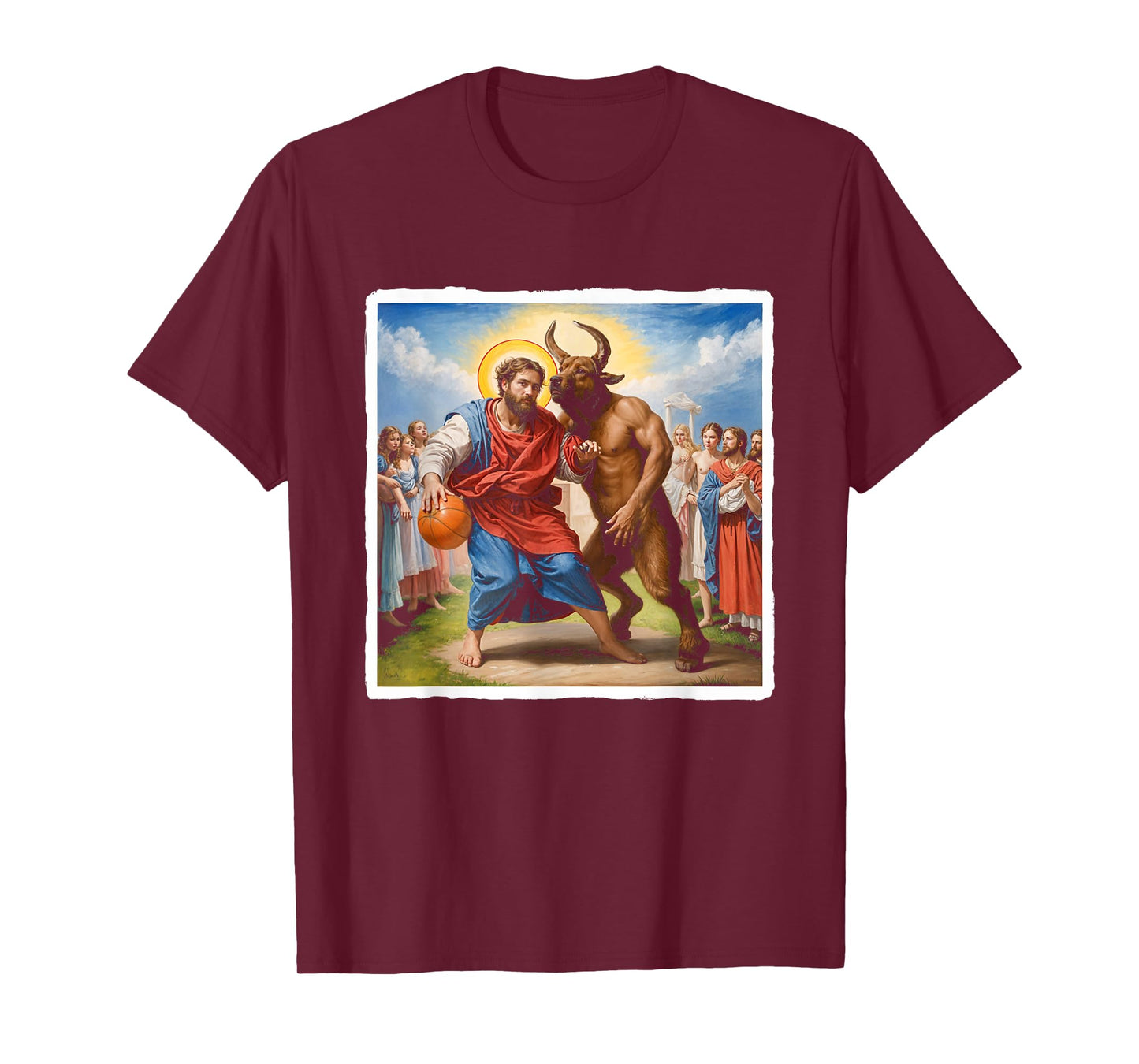 Jesus vs Satan Basketball Play Humor Sport Game T-Shirt