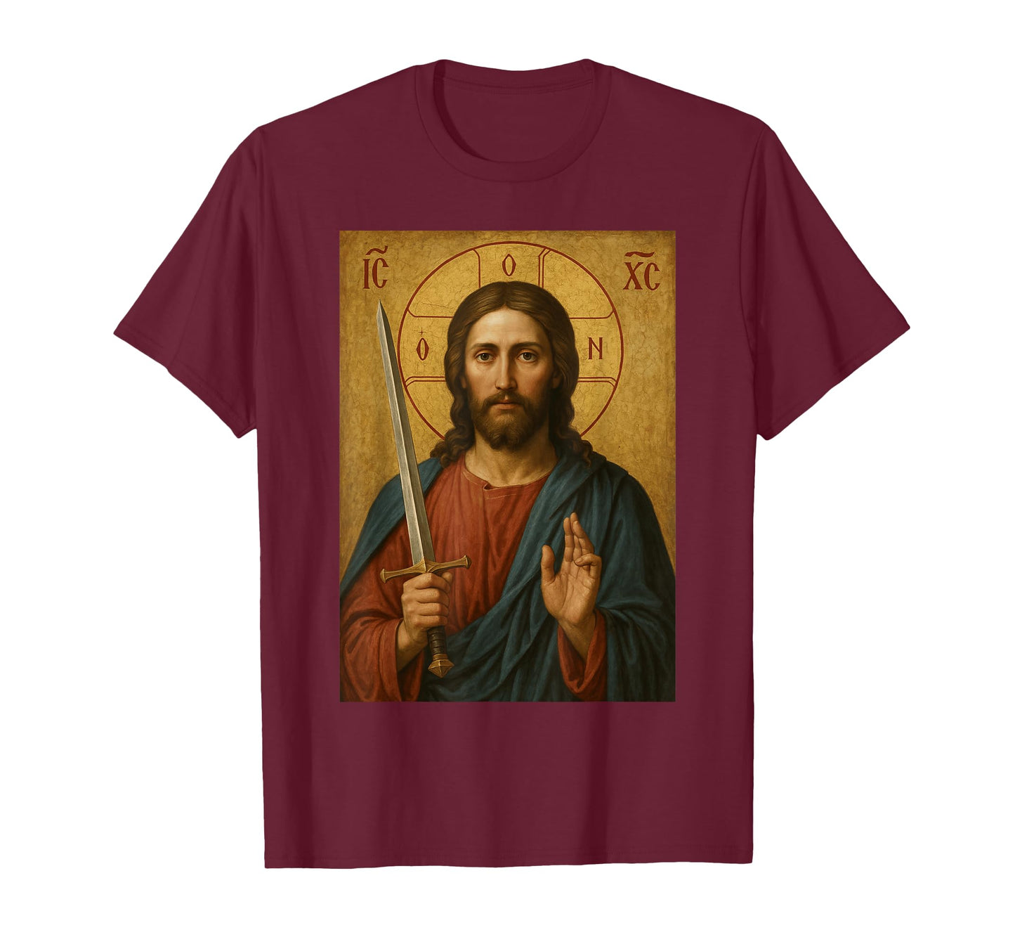 Jesus Christ with Sword Icon - Catholic Icons T-Shirt
