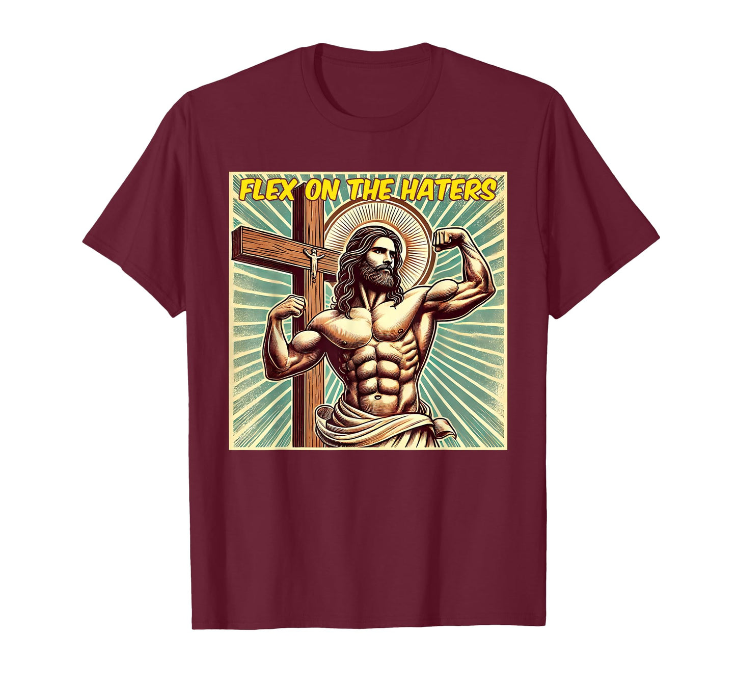 Flex On The Haters Jesus Muscle Christian Gym Weight Lift T-Shirt