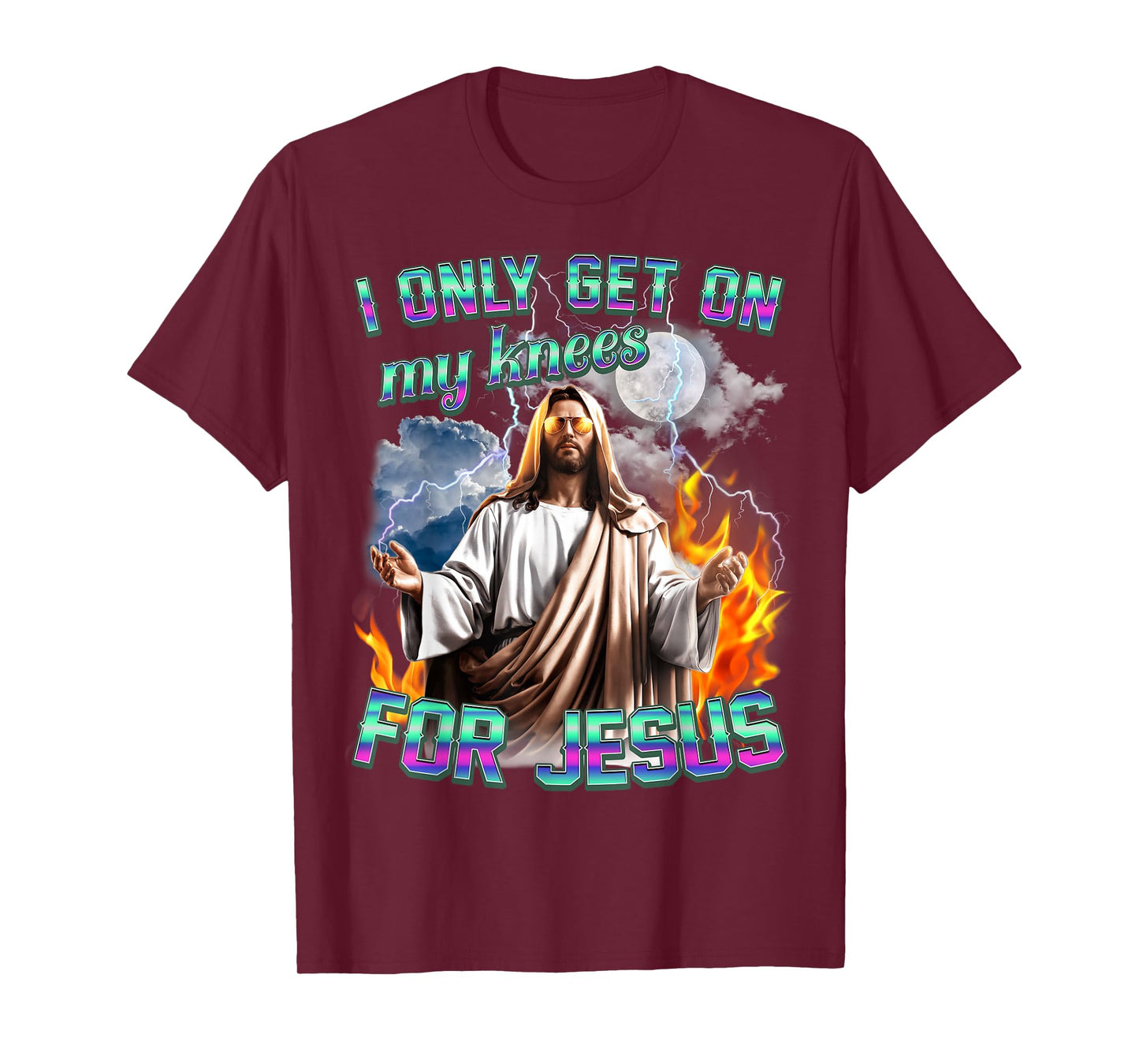I Only Get On My Knees for Jesus Retro Christian Statement T-Shirt