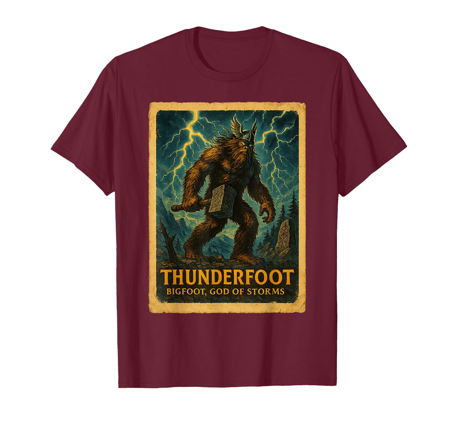 Funny Sasquatch Poster Shirt - Bigfoot Norse God Poster T-Shirt