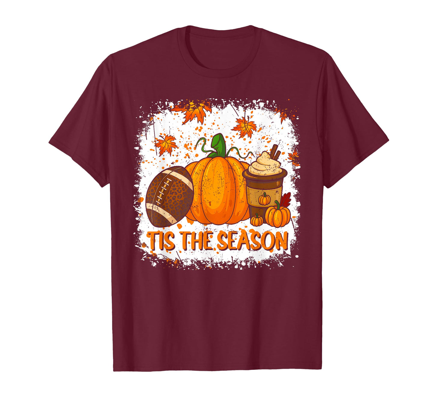 Pumpkin Spice Football Tis The Season Fall Thanksgiving T-Shirt