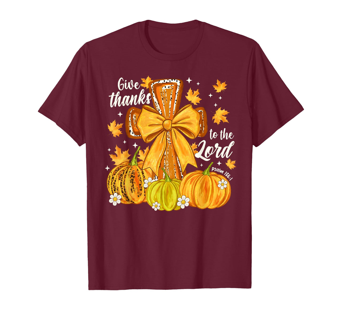 Fall for Jesus He Never Leaves Christian Faith Cross Pumpkin T-Shirt
