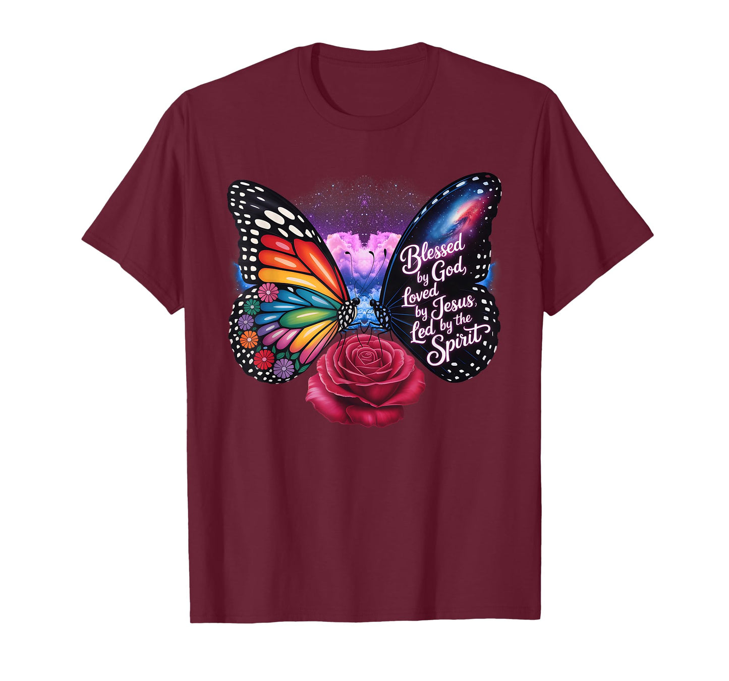 Blessed by God Butterfly Loved by Jesus Led by The Spirit T-Shirt