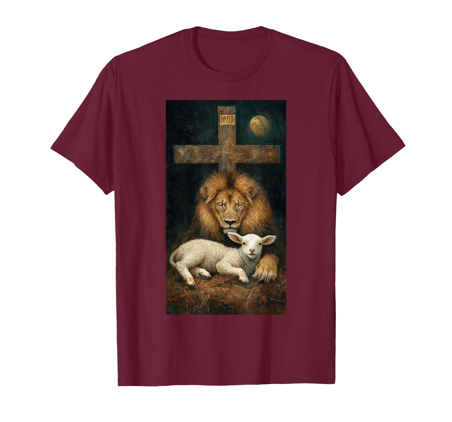 Christianity Lion Lamb Christian art Faith Peace T-Shirt