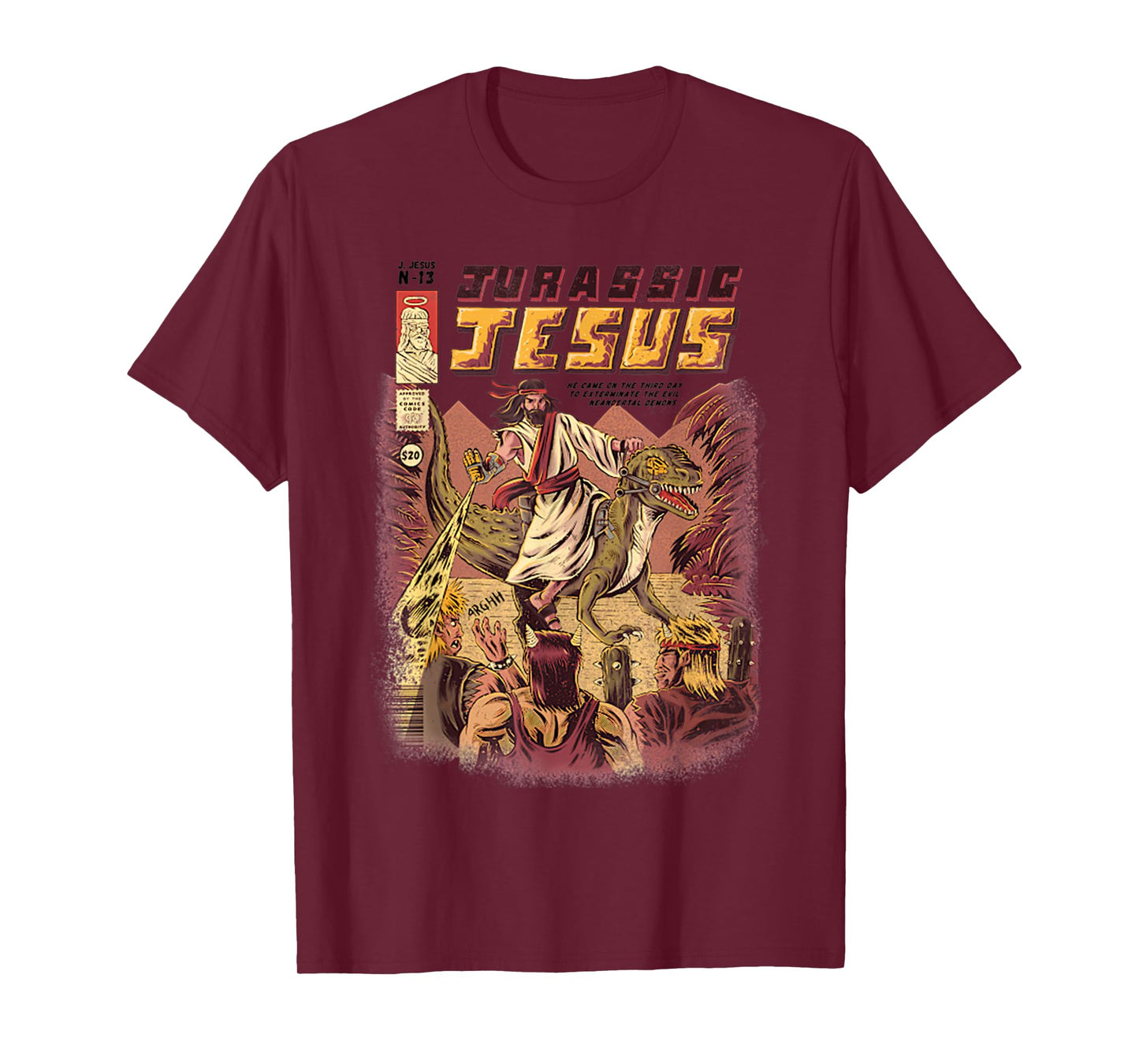 Vintage Funny JURASSIC JESUS Retro Christian Gifts Dinosaur T-Shirt