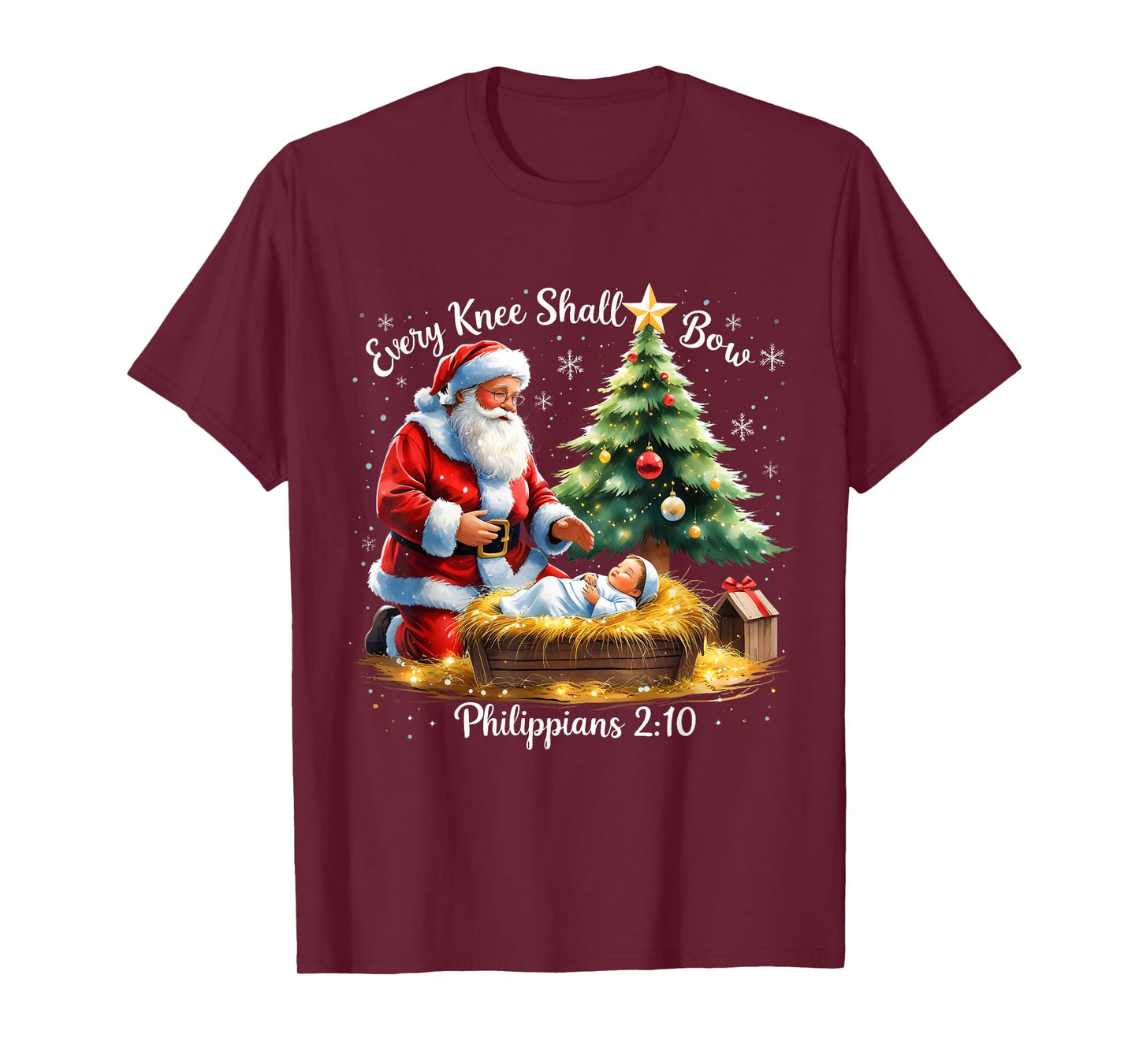 Every Knee Shall Bow Philippians 2:10 Christmas T-Shirt