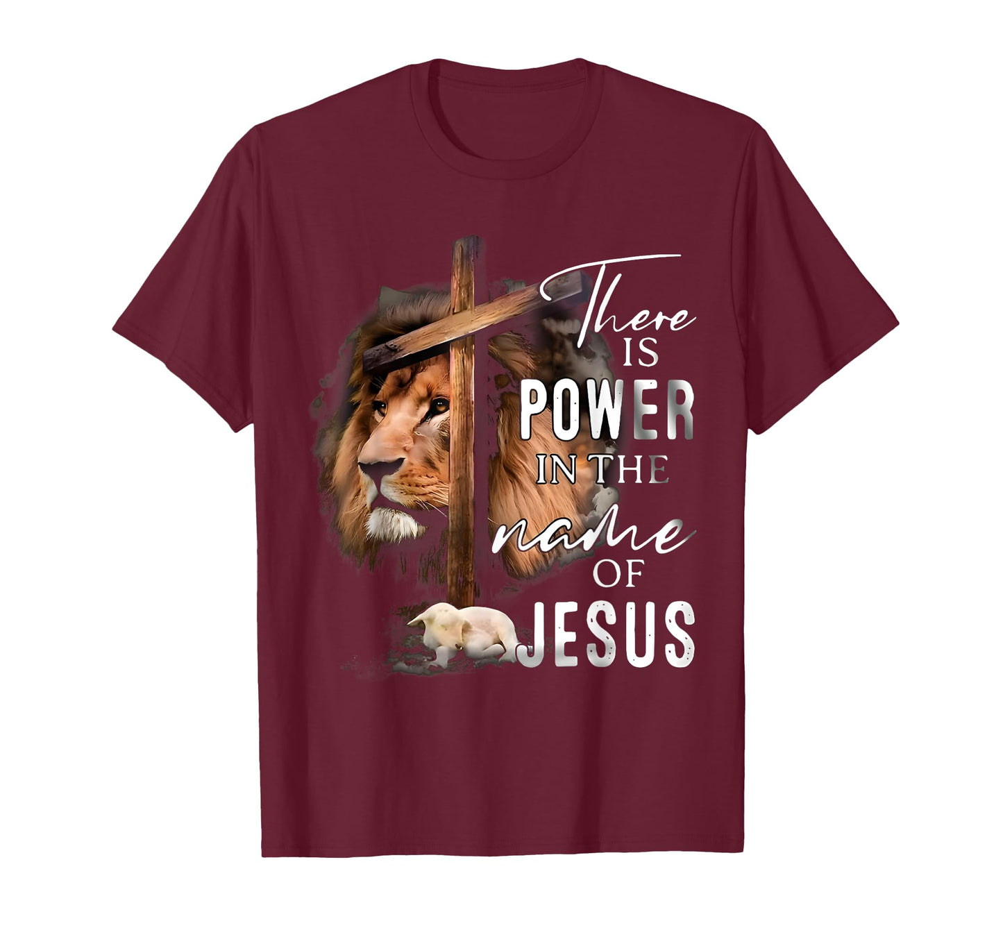There is Power in the Name Jesus Faith Lion Christian Christ T-Shirt