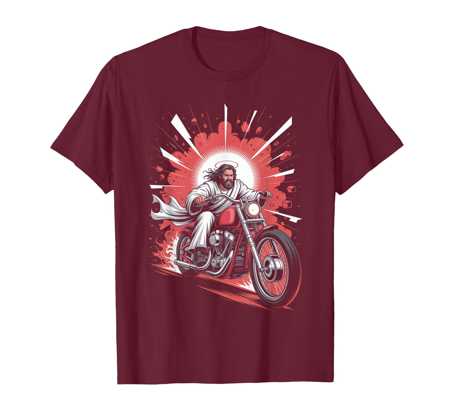 Jesus Biker Riding Motorcycle Men Vintage Outfit God Rider T-Shirt