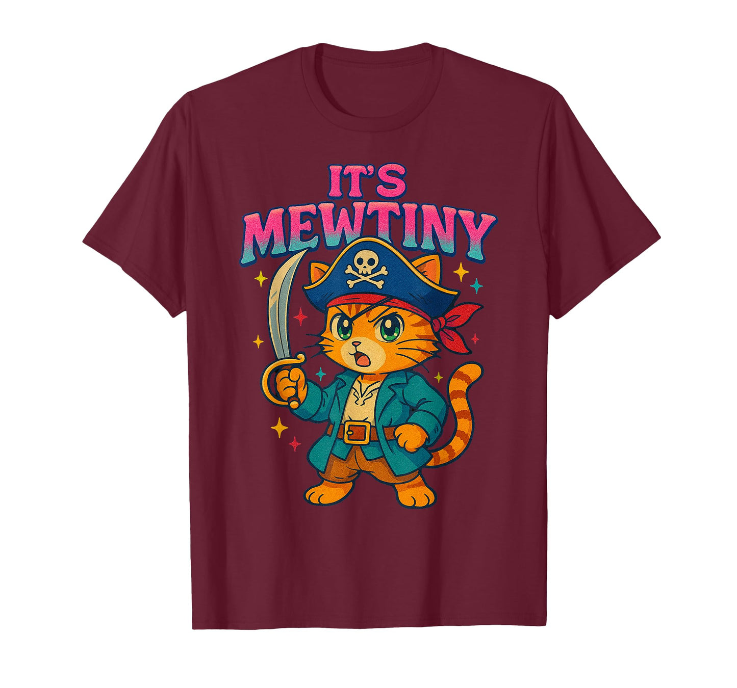 Funny It's Mewtiny Pirate Cat Pun Dad Joke T-Shirt