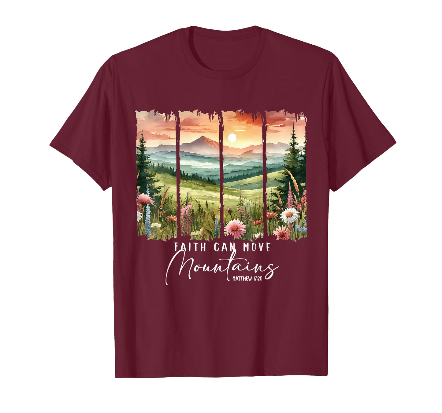 Faith Can Move Mountains Hiking Camping Christian Jesus T-Shirt