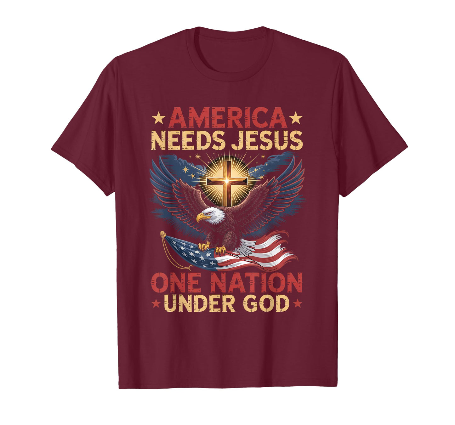 America Needs Jesus One Nation Under God Eagle Christian T-Shirt