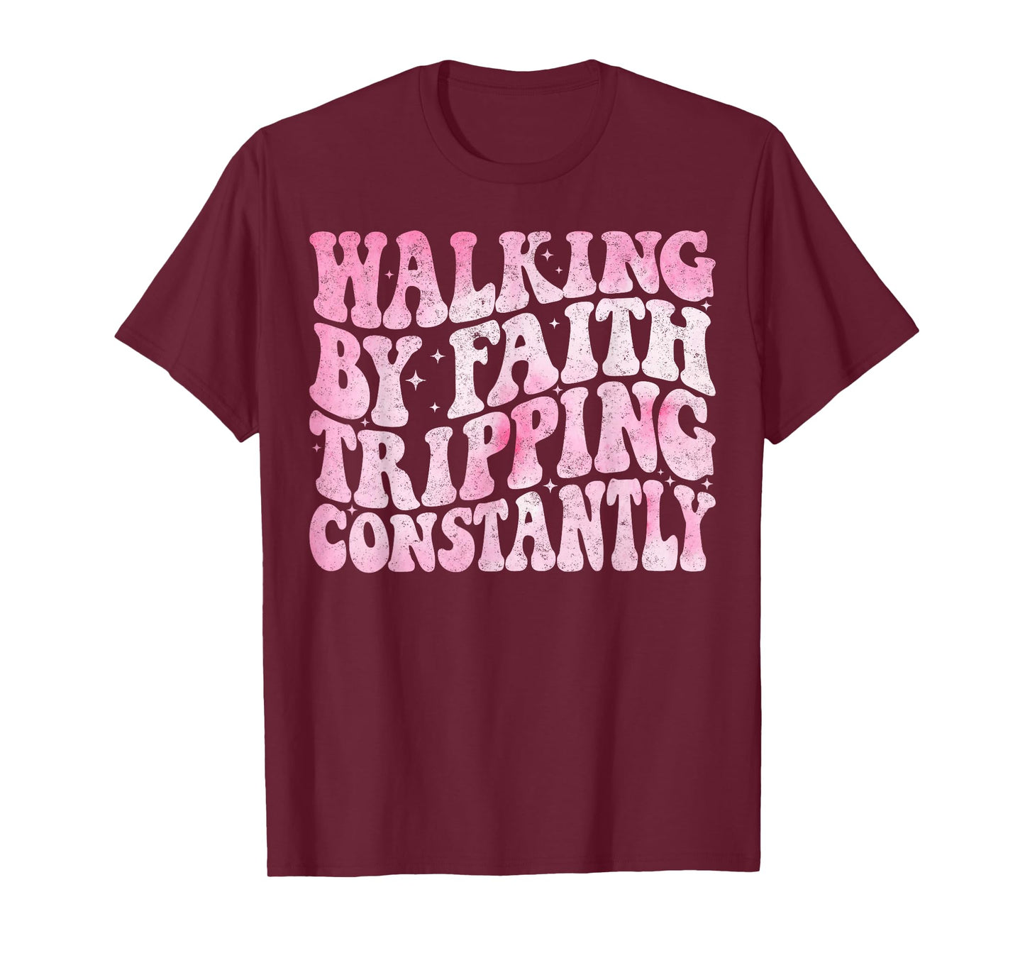 Walking by Faith Tripping Constantly Groovy Jesus Christian T-Shirt