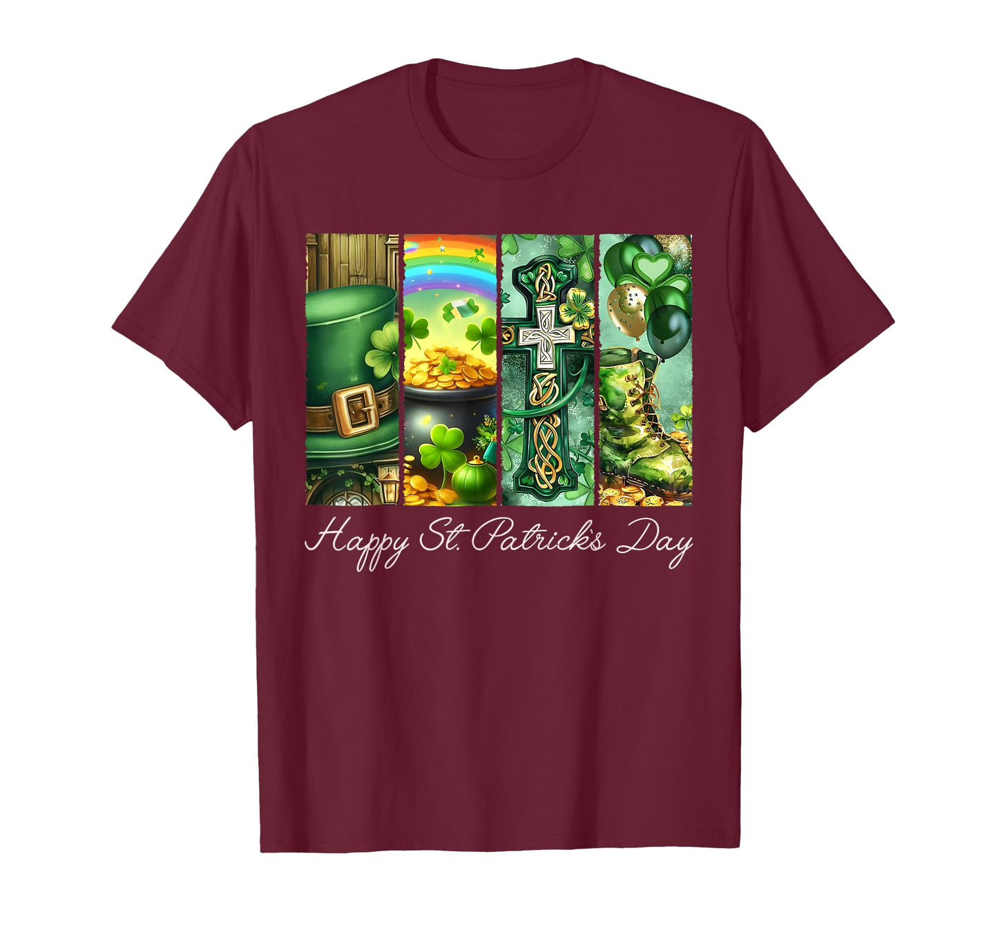 Happy St. Patrick’s Day Christian Celtic Cross and Shamrocks T-Shirt