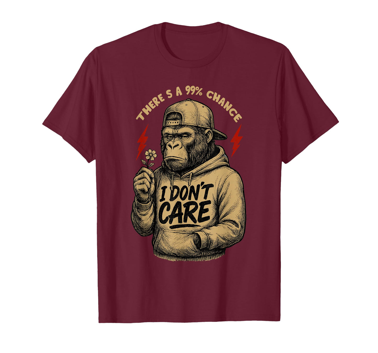 There's A 99% Chance I Don't Care Funny Monkey Men T-Shirt