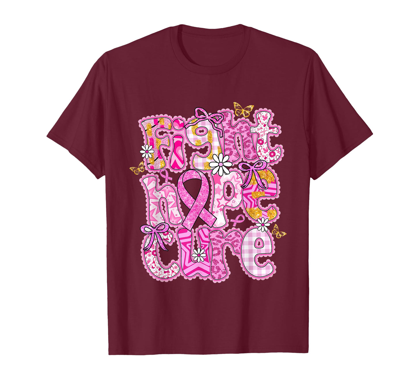 Faith Hope Cure Breast Cancer Survivor Awareness Pink Ribbon T-Shirt