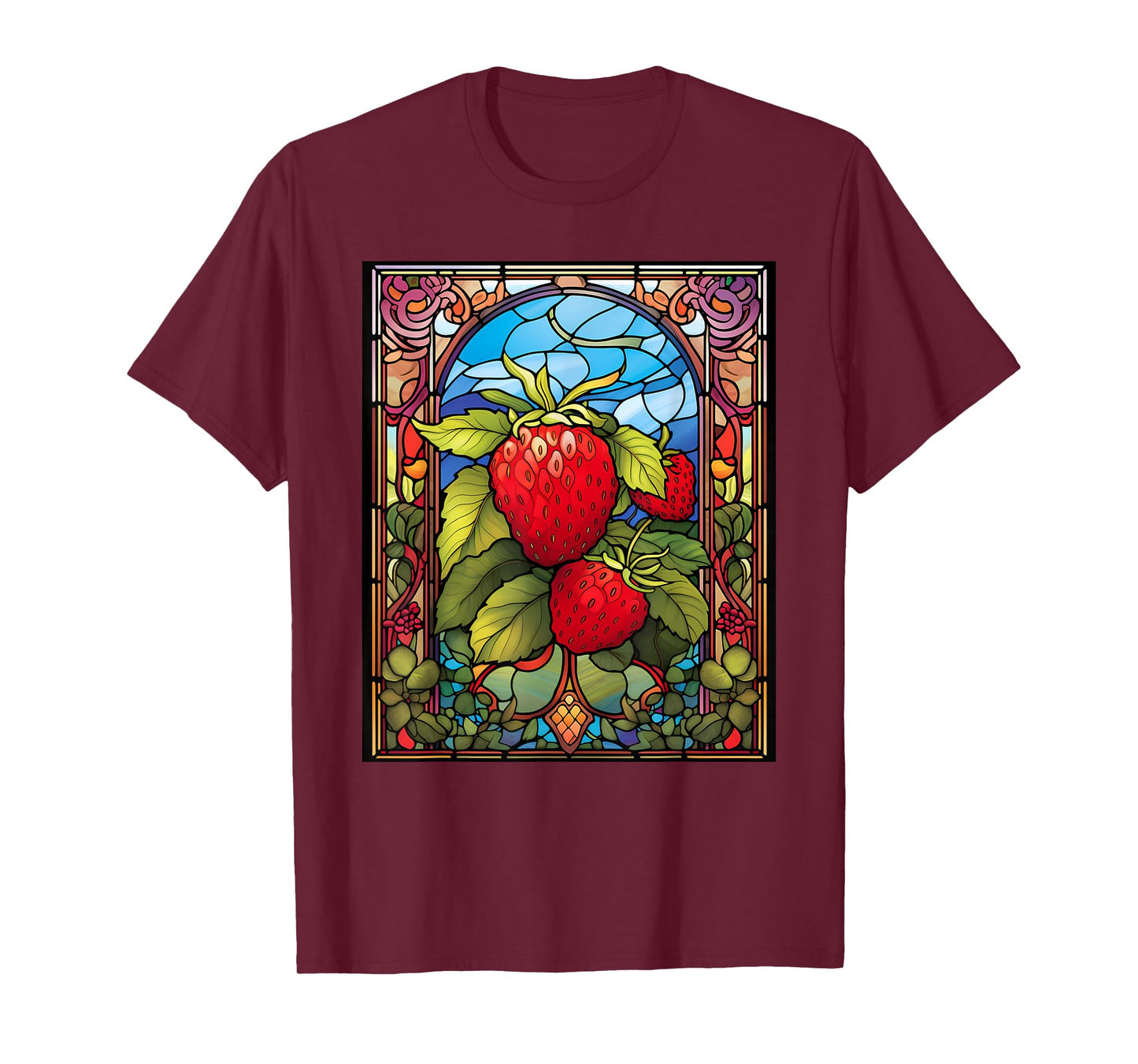 Stained Glass Style Strawberry T-Shirt