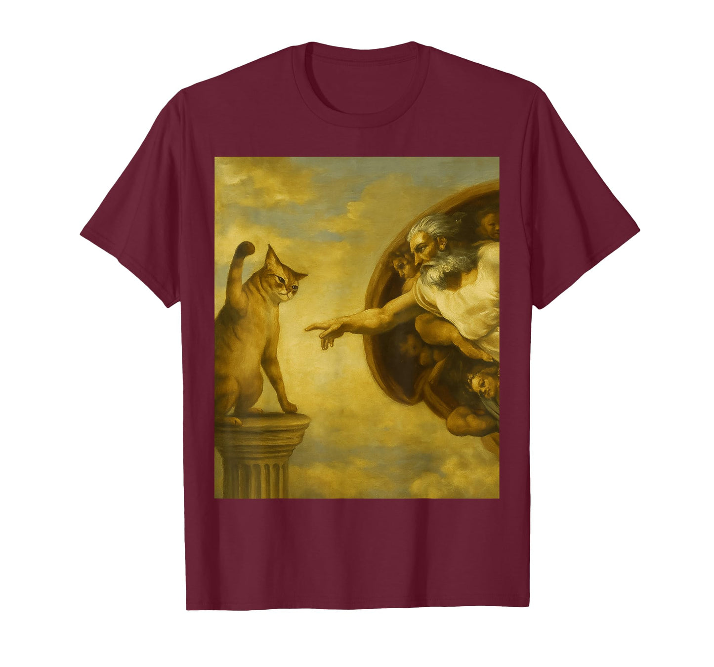 HUGvyn Funny Cat Lovers Jesus Meme Cat God Creation of Adam T-Shirt