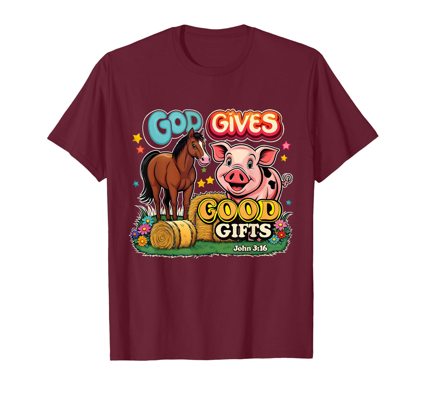 God Gives Good Gifts Farm Bible Verse Yee Haw VBS 2025 T-Shirt
