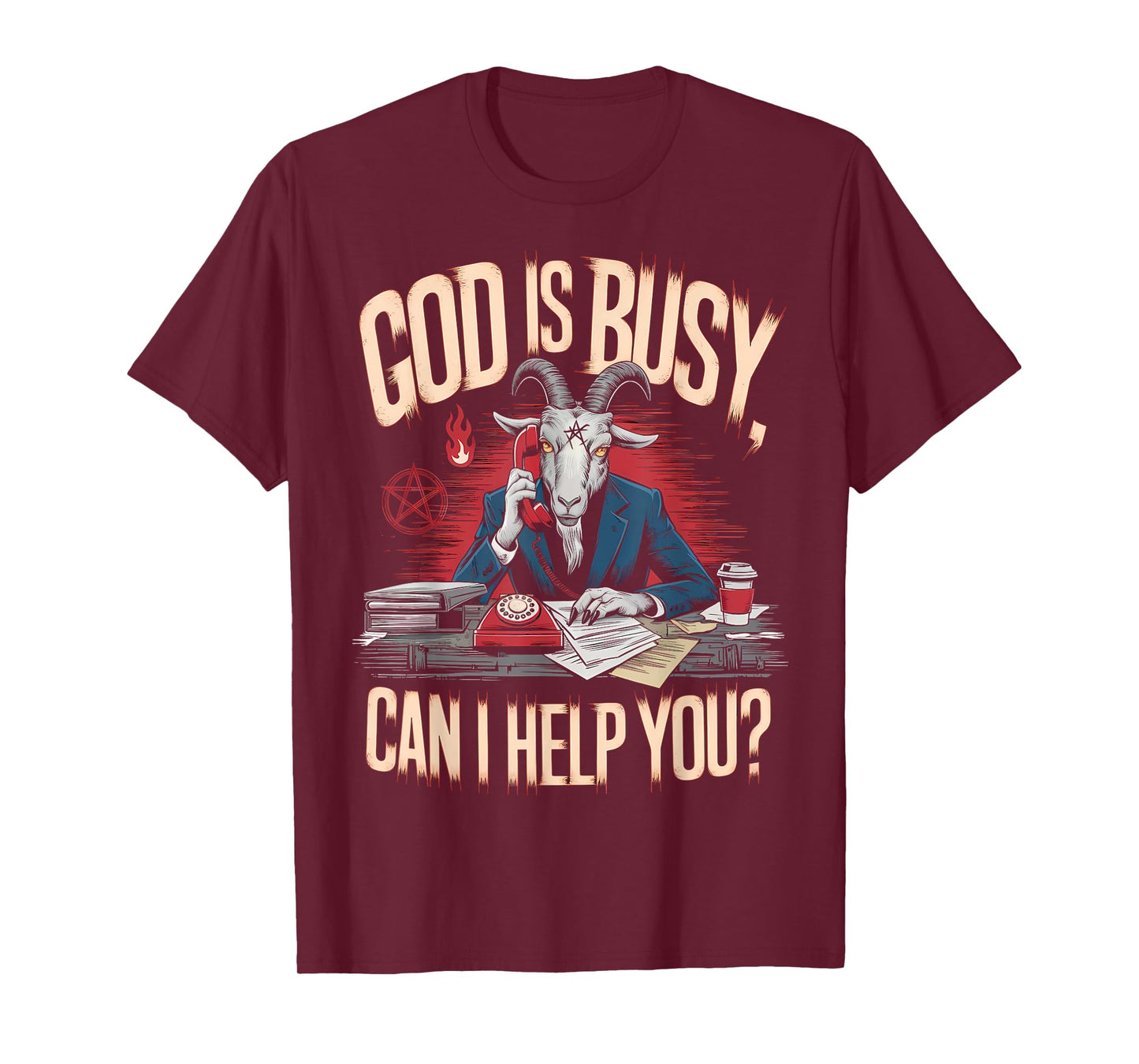 Satanic Goat Office Demon Occult Funny Sarcastic T-Shirt