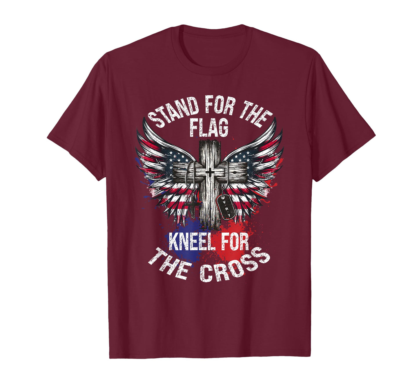 Stand for the Flag Kneel for the Cross US Patriotic Military T-Shirt