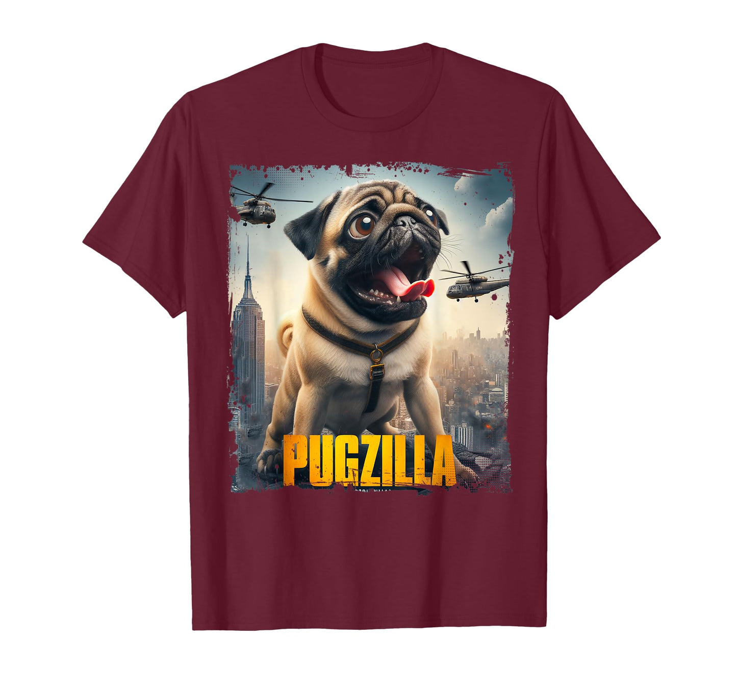 Pugzilla Funny Pug For Dog Lovers Funny Lovely Pug Parody T-Shirt